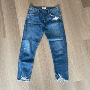 Agolde Distressed Blue Ankle Jeans